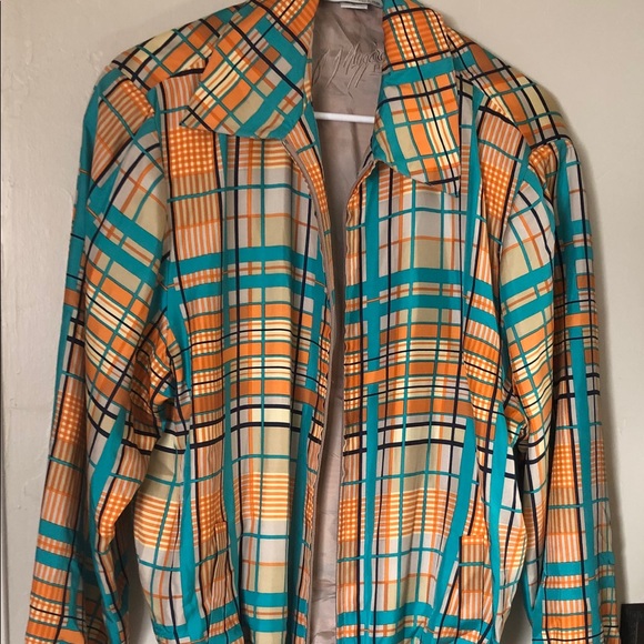 Peter Nygard Jackets & Blazers - Peter Nygard Vintage jogger jacket Sporty neutral plaids Silk Large EUC